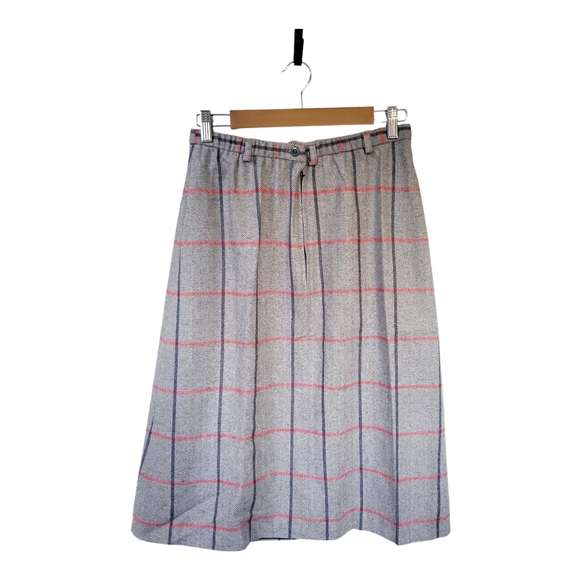 Vintage Cos Cob Gray Wool Blend Plaid Midi Skirt 28" Waist - Picture 8 of 8